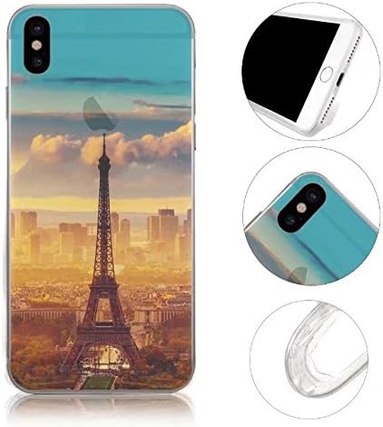 iPhone X Case, MingKun Ultra Thin Soft Gel TPU Silicone Landscape Case Cover for iPhone X Cover Crystal Clear Pattern Transparent Protective Back Skin - Eiffel Tower