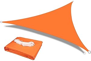 HEYOMART Sun Shade Sail Waterproof Outdoor Garden Patio Party Sunscreen Awing 2x2x2m Triangle Canopy 98% UV Block with Free Rope, Orange