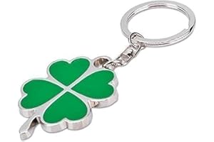 AUFODARA Llavero de Trébol de Cuatro Hojas (Plata y Verde)