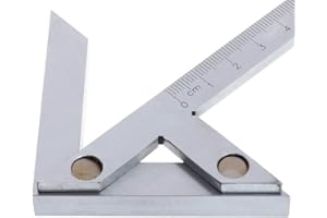 MIRTHBUY 100 × 70mm Präzisions Winkelmesser Winkelmessgerät Mittelmessgerät Genaues Anreißen auf Rundmaterial Lineal Präzisions Mittelpunktsmessgerät Zentrierwinkel Markierung Center Finder 45/90 Grad