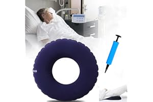 EDWERD Coussins gonflables, coussin de siège anti-escarres pour personnes âgées pour personnes alitées handicapées pour le soulagement de la douleur, adapté pour chaise de toilette vs fauteuil roulant, rond