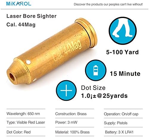 Mini Size Guns Boresight Laser Bore Sight Cartridge 44Mag, 7 x 37mm Cal Sight Red Dot Laser Tactical Rifle Scope Sight