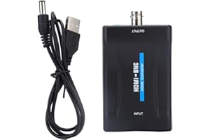 Adaptateur ASHATA HDMI vers BNC, adaptateur vidéo HDMI vers BNC composite et convertisseur de signal audio 3,5 mm 480i 576i Prise en charge NTSC/PAL, convertisseur HDMI BNC respectueux de l'environnem