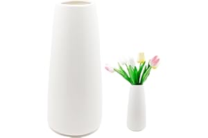 CICIING Jarrón de cerámica Blanco, jarrón de Flores de cerámica para Flores, jarrón para Hierba de Pampas, Moderno jarrón de cerámica pequeño para el hogar, salón, Mesa de Comedor, decoración de Oficina