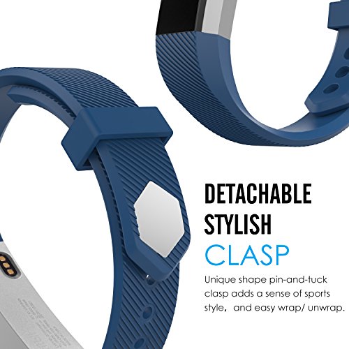 MoKo Fitbit Alta / Alta HR Armband – TPU Sport Fitness Ersatzschweißband Ersatzarmband Fitnessarmbänder Handgelenk-Bügel Sportarmband mit Verschluss für Fitness Armband Alta / Alta HR, Marineblau - 4