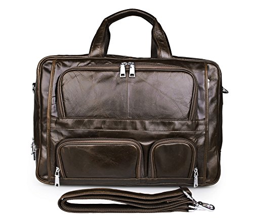 YAAGLE Europ  isch echtes Leder Business Taschen Herren gro   17 zoll Laptoptasche Schultertasche Reisetasche-coffee