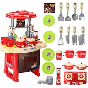 Webby Big Size Kitchen Set for Girls Toys with Lights and Music, 34 Pcs