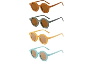 WEYYING 4 Stück Kinder Runde Sonnenbrille, Kinder Sportbrille Brille mit UV Schutz, Kinder Sonnenbrille UV400, Baby Sonnenbrille, mit UV Schutz, Mode Sportbrille Brille, für Kinder von 3 bis 10 Jahren