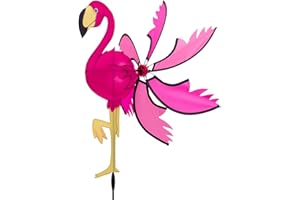 INVENTO HQ Windspiration 100816 - Spinning Flamingo, UV-beständiges und wetterfestes Windspiel - Höhe: 96 cm, Ø: 40 cm, inkl. Standstab und Bodenanker