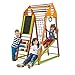 Produktbild Kinder zu Hause aus Holz Spielplatz mit Rutschbahn Bambinowood-Plus" Kletternetz Ringe Kletterwand Abakus Tafel