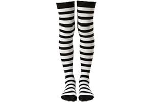 A2Z 4 Kids Girls Boys Striped Stockings Halloween Fancy Dress Accessory Over Knee Socks Soft Stretchy Polyester Witch Clown Pirate Theme Wear for 4-14 Years