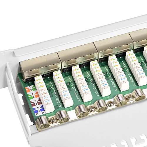 TPFNet Premium Patchfeld, Patchpanel Cat 6A, Patchpanel Cat.6A, 12 Port, 12-fach 10″ – 10 Zoll / 1 HE, mit LSA Anschlussklemmen, zum Anschluß von Netzwerk Verlegekabel, hellgrau RAL 7035, voll geschirmtes Metallgehäuse, Patch Panel mit 12x RJ45 Buchse, geschirmt - 5