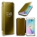 Produktbild N4U Online - Luxury Spiegel Smart Fenster Klar Flip Case Hülle Für Samsung Galaxy S6 & S6 EDGE - Samsung Galaxy S7 Edge (Gold)