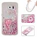 Produktbild KSHOP Hardcase Hülle TPU Silikon für Samsung Galaxy S6 mit Flüssigkeit - Schale Etui Case Cover Softshell Backcover Case Schutzhülle Cover Wasser mit Schneekugel Sterne Design in Hellblau Transparent 3D Kreative - Rosa Herz Treibsand und Rosa Teddybär