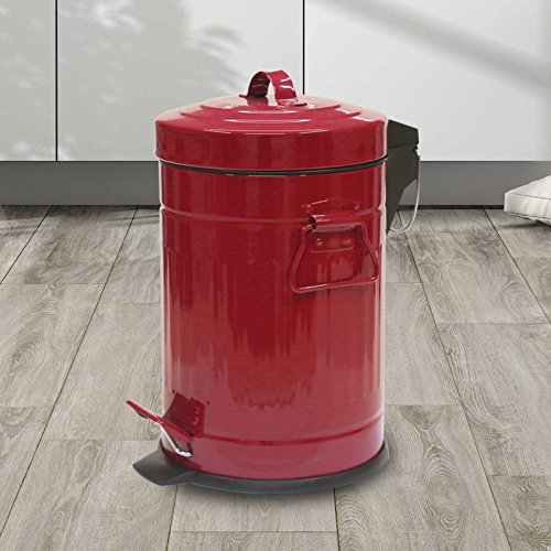Tretabfalleimer – Retro Design – mit Absenkautomatik Bad-Abfalleimer – Tretmülleimer – Treteimer – Mülleimer – mit Deckel – Vintage – 3L – American Style – Edelstahl – Milumi Edition - 2