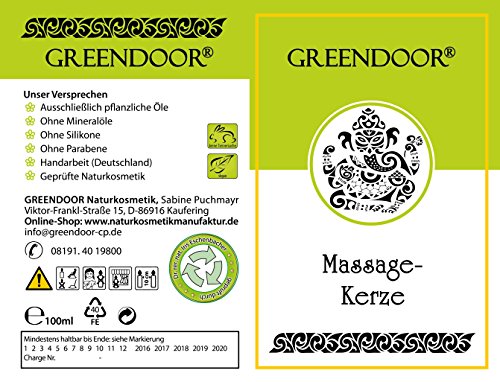 Greendoor BIO Massagekerze Morgentau, 100 ml - BIO Sojawachs & BIO Babassuöl, natürliche Mischung entspannender ätherischer Öle - vegan, rußt nicht, ohne Tierversuche - beliebtes Naturkosmetik Geschenk, Massageöl Massage Öl, Valentin Geburtstagsgeschenke Valentinstag - 4