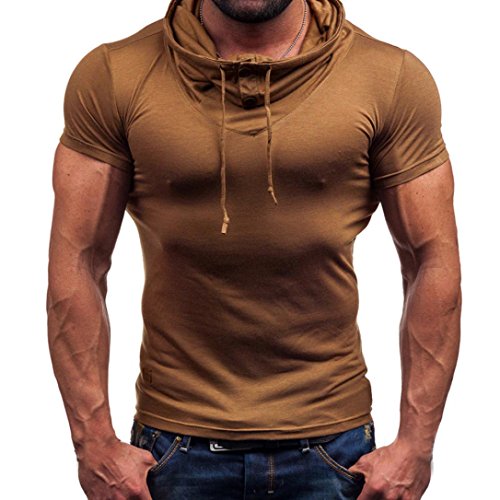 Preisvergleich Produktbild Herren Bluse,feiXIANG Herren Revers Freizeit Kurzarm T-shirt (L, Braun)