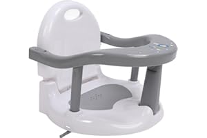 ALOMEJOR Składany Fotelik do Kąpieli dla Niemowląt z regulowaną wysokością, Antypoślizgowy Fotel z 4 Przyssawkami dla Dzieci w Wieku 6–36 Miesięcy (GREY)