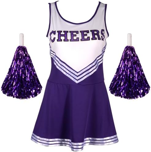 CWLN001a High School MUSICAL Cheerleader GIRL UNIFORM Costume outfit w/ pom poms Size M With Pom Poms