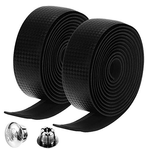 Gasea 2pcs Guidoline Ruban de Guidon de Vélo Route Bande de Ceinture pour Guidon De Vélo Bar Tape + Bar Plug pour Vélos Accessoires(Non Auto-adhésif)