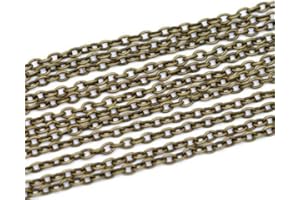 QPSUPPLIES 2 Metres Antique Bronze Links Open 3mm x 2mm Cable Chain for Jewellery Crafts, Card Making, Decoration