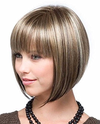 Tsnomore Kurz Glatt Mix Farbe Mode Volle Bang Bob Frauen Perücke - 4