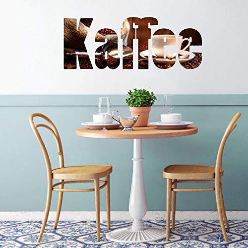 Wandtattoo Kaffee Schriftzug Wandsticker Wanddekoration selbstklebend Getränk Kaffeebohnen Genuss Café Aroma Wall-Art - 60x23cm