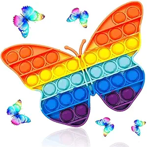 One94store Butterfly Pop It for Kids, Stress Relief for Adults, Anxiety Toy for All Ages, Simple Fidget Popper Toy, Different Shape Pop It for Kids, Educational Toy -1 Piece (Design- Butterfly Popit)