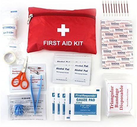 MUXININ First Aid Kits Bag All-Purpose with 67 Pieces Medical Supplies, Soft Zipper Case for Camping Hiking Travel Survival School Home Car Red