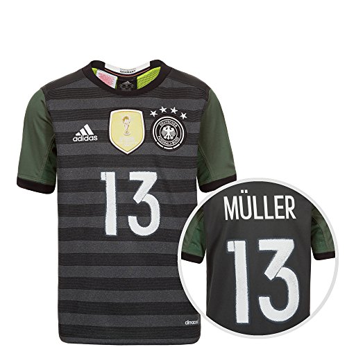 adidas Kinder Dfb Trikot Away Müller EM 2016 Nationalmannschaften, Grau / Weiß / Grün, 128-XS