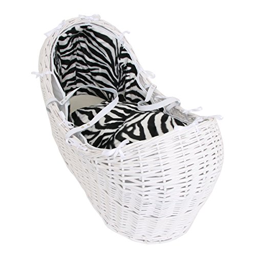 Isabella Alicia Born To Be Wild Zebra Izzy Pod Moses Basket (White)