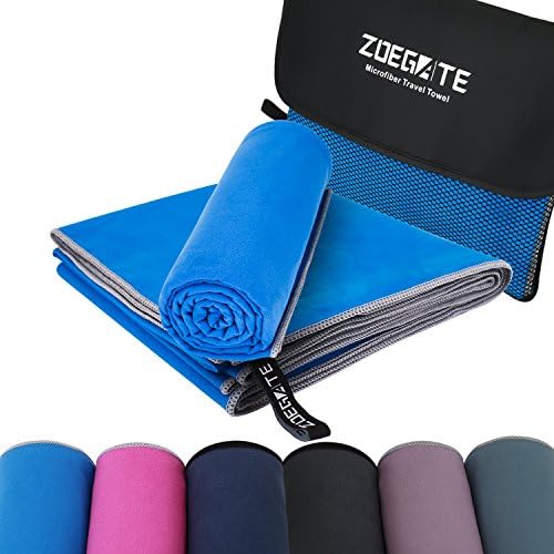 Microfibre Towel, Zoegate XL XXL Microfibre Sports &amp; Travel Bath Towel Quick Dry Micro Gym Towels Lightweight and Highly Absorbent Beach Towel, Sport Towel with zip carry bag for the Camping Swimming (Blue with color edge, 180x90 cm)