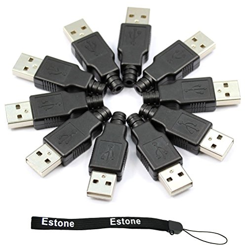 Estone - Nueva 10pcs tipo A macho USB 4 pin conector de enchufe con Negro cubierta de plástico