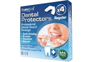 Runesol Munskydd för tandslipning, 4 x vanlig, tandköttsskydd för tandslipning, bruxism munskydd, natttandskydd för vuxna, tandskydd för att stoppa bruxism, klass 1 medicinsk utrustning UKCA CE