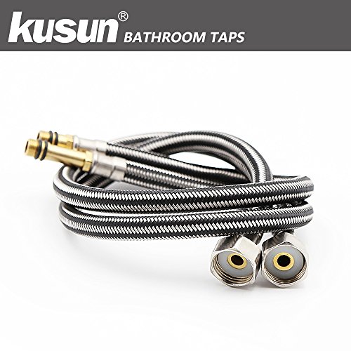 Kusun® Moderne Armaturen Badezimmer Waschbecken Armaturen Luxus Chrom Finish Armaturen mit Glas-Wasserfall-Auslauf mit Messing Wasserhahn Körper und Keramik Kartusche (Warmes und kaltes Wasser Alternative) KT026M - 7