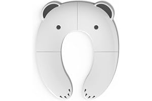 Pejoye Pot de voyage pliable pour garçons et filles, sièges de toilette pour enfants, ventouses antidérapantes, sac de voyage gratuit (ours blanc)