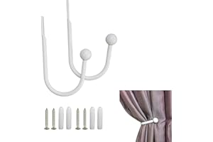 HZAOPZE Alzapaños Cortinas Metal Gancho Sujeciones Cortinas Alzapaños Metal para Pared Alzapaños en Forma de U para Cortinas Alzapaños para Cortinas Alzapaños Decorativos para Cortinas(2 pcs, Blanco)