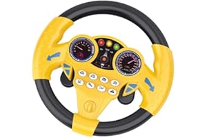 KIDSZONE Interactive Steering Wheel Toy Driving Simulator for Kids Ages 3+ with Lights & Sound Effects (Yellow&Black)
