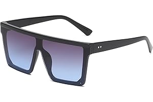 YAMEIZE Occhiali da Sole Vintage Flat Top Oversize - per Donna Uomo Protezione UV400 con Montatura alla Moda Occhiali Quadrati alla per Esterni