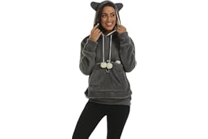 OTMYIGO Polar Fleece Women's Hoodies, 2022 Pet Pouch Hoodie Sweatshirt Hooded Pocket with Large Pocket for Small Animals