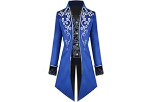 OBEEII Herren Steampunk Frack Mantel Vintage Mantel Mittelalter Gehrock Jacke Viktorianischen Karneval Kostüm Cosplay Halloween Fashing Smoking Kostüm S-2XL…