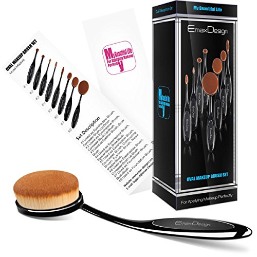 EmaxDesign Oval Make-up Pinsel Set, 8 Stück Professionelle Foundation Concealer Verblender Pinsel Flüssiges Pulver Creme Kosmetik Pinsel, Zahnbürste geschwungene Make up Pinsel für Gesicht und Augen. - 7