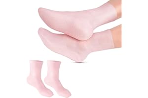 AiNinXun Silicone Moisturizing Gel Heel Socks Anti Slip Spa Socks for Dry Cracked Foot Skin Care Mans Womens Soft Gel Long Moisturizing Socks with Non Slip Dots SEBS Material with Vitamin (Pink, S)