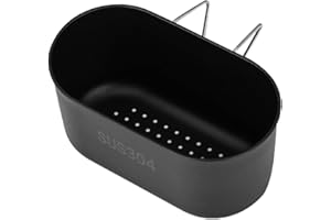 JIAKALAMO Stainless Steel Drain Basket, Kitchen Sink Drain Basket Storage Rack Strainer for Vegetables, Fruits, Kitchen Waste(Black)