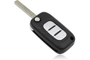 KASER Carcasa Funda Llave Remoto Mando 3 Botones a Scatto para Renault Clio Twingo Megane Scenic Laguna Espace Kangoo Safrane Master Trafic Vivaro Modus con Llavero de Cuero