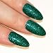 Bling Art Stiletto False Nails Gel Acrylic 24 Green Glitter Medium Tips UK