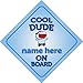 Cool Dude On Board Personalised Car Sign New Baby Boy / Child Gift / Present