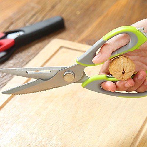Multifunktions-Küchenschere Edelstahl 7 in 1 | Knochen und Fleisch Schneiden, Obst und Gemüse schälen Fischentschuppen Flaschenöffner Nussknacker ergonomischen weichen rutschfesten Griff leicht zerlegbar und zu reinigen - 3