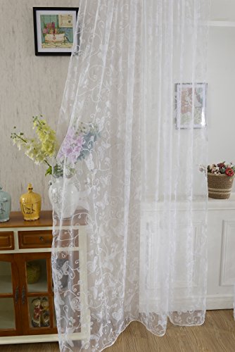 Generic Schmetterling Transparente Voile Vorhang Tüll für Wohnzimmer Haus Hochzeit Partei Fenster Sommer 100 x 200cm – Weiß - 8