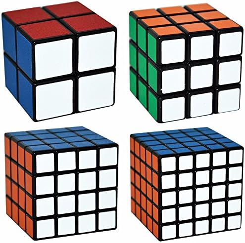 LSMY 4 Pack 2x2x2 3x3x3 4x4x4 5x5x5 Puzzle Cube Toy Black Matte Sticker